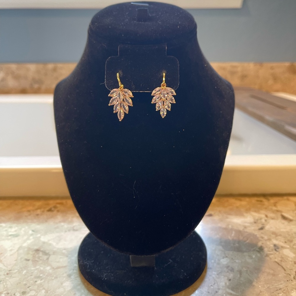 CZ Marquise‎ Leaf Drop Earrings